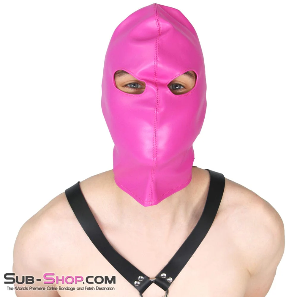 0565RS Hot Pink Leatherette Open Lacing Back Eyes Bondage Girl Hood - Image 5