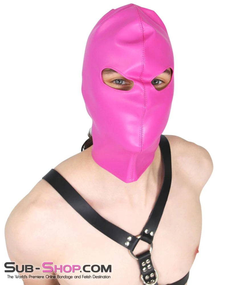 0565RS Hot Pink Leatherette Open Lacing Back Eyes Bondage Girl Hood - Image 6