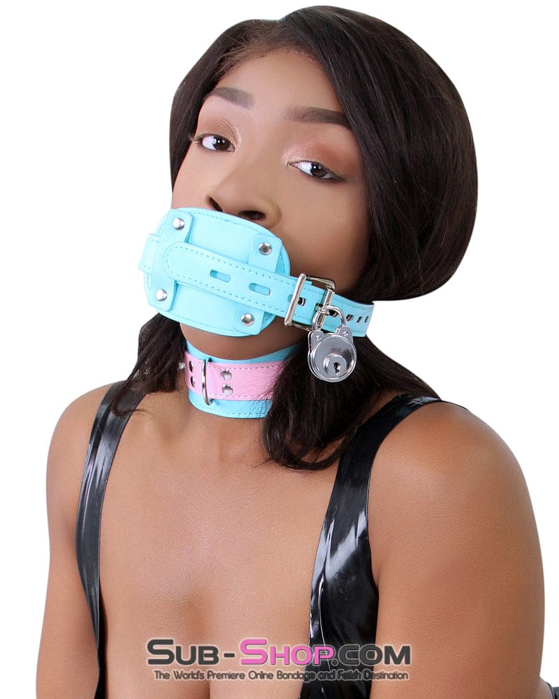 2739RS      <b>BOGO!</b> Locking Rubber Penis Gag, Diamond Blue Strap - Image 6