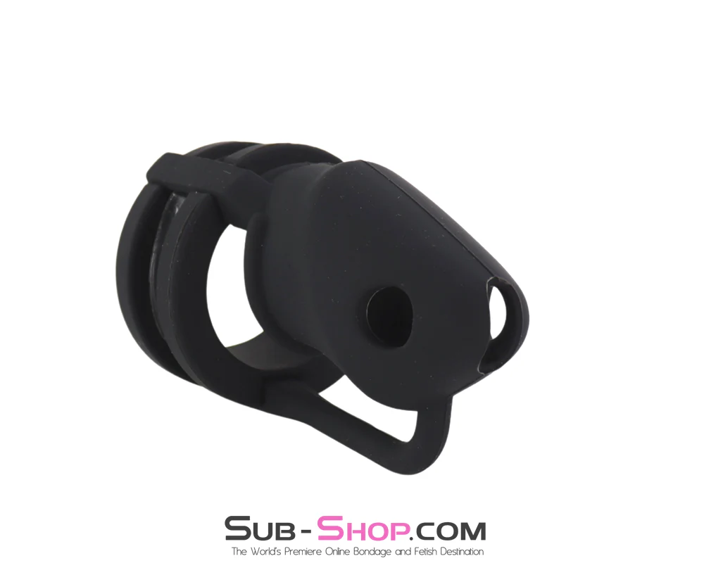 3780HS   Black Silicone Male Chastity Cage Set - Locking Chastity Device with Rings and Padlock - Image 3