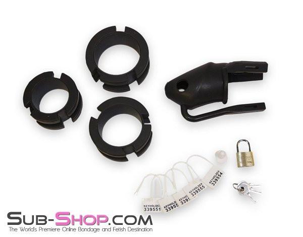 3780HS   Black Silicone Male Chastity Cage Set - Locking Chastity Device with Rings and Padlock - Image 5