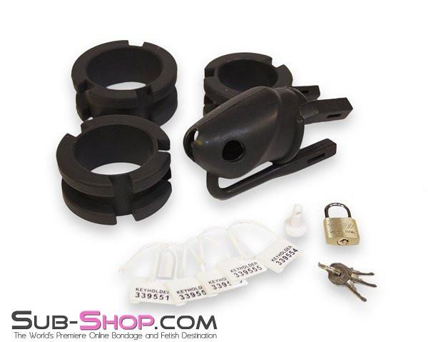 3780HS   Black Silicone Male Chastity Cage Set - Locking Chastity Device with Rings and Padlock - Image 7