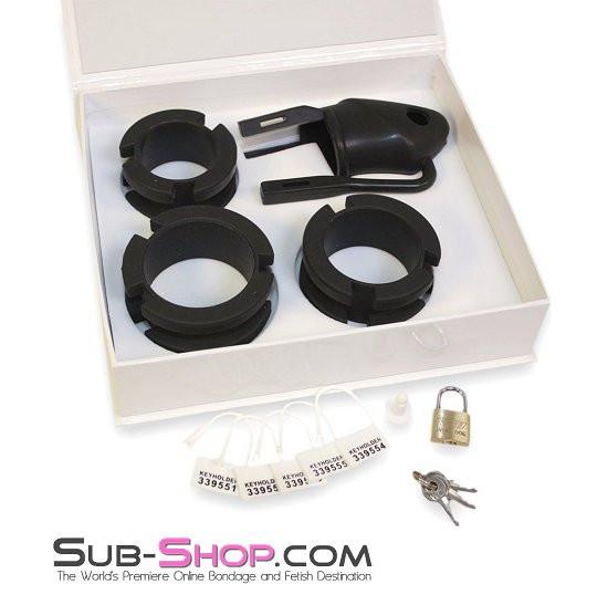 3780HS   Black Silicone Male Chastity Cage Set - Locking Chastity Device with Rings and Padlock - Image 8