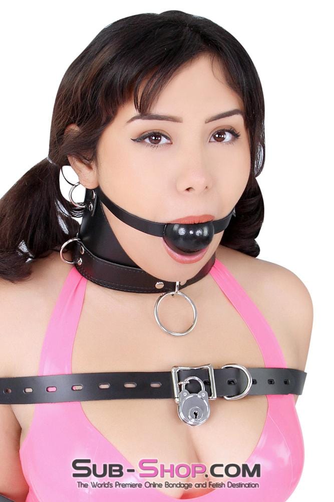 1501A      Thin Strap Buckling Ball Gag, Black Leather Strap, Black Ball - Image 15