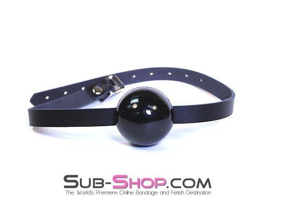 1501A      Thin Strap Buckling Ball Gag, Black Leather Strap, Black Ball - Image 6