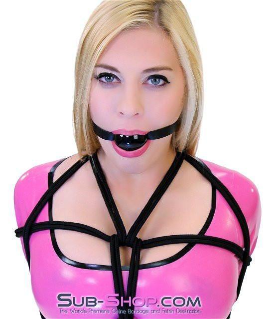 1501A      Thin Strap Buckling Ball Gag, Black Leather Strap, Black Ball - Image 7
