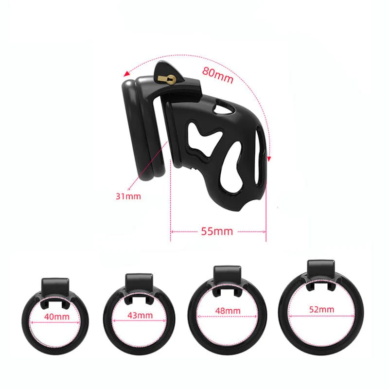 6863M  Black ABS Chastity Tease Cage Lightweight Device + 4 Rings  🔥 FINAL CLEARANCE – Last Chance! - Image 4