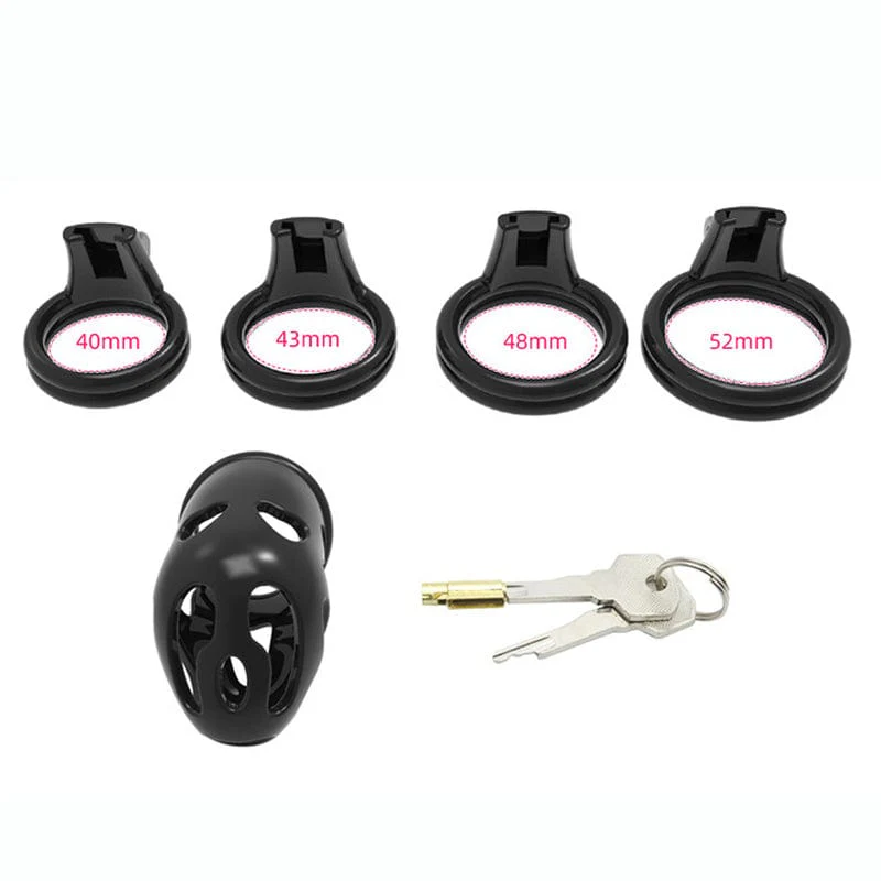 6863M  Black ABS Chastity Tease Cage Lightweight Device + 4 Rings  🔥 FINAL CLEARANCE – Last Chance! - Image 5