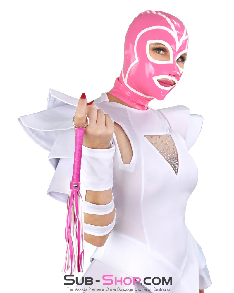 1468DL Pink Latex Hood with White Lined Eye and Mouth Openings - Image 6