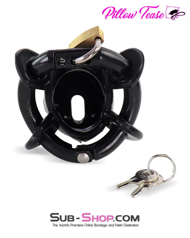 9038AE  Ruined Orgasms Tiny Black Locking Silicone Chastity Cock Cage - Image 5