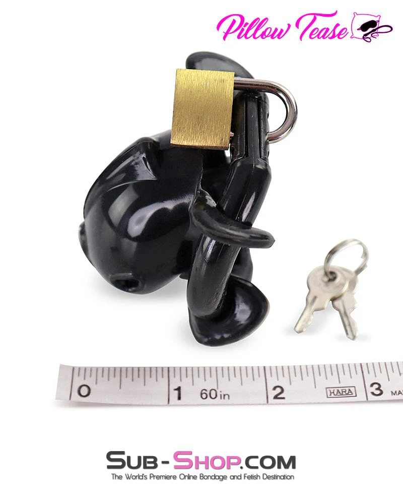 9038AE  Ruined Orgasms Tiny Black Locking Silicone Chastity Cock Cage - Image 6