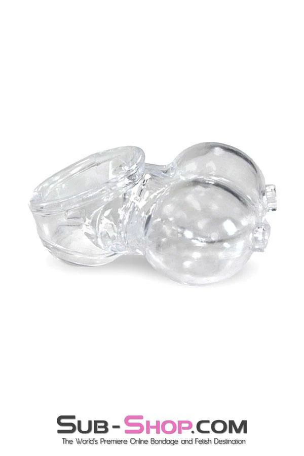 0712RS      Clear Silicone Ball Cage and Cock Ring Combo - Image 3