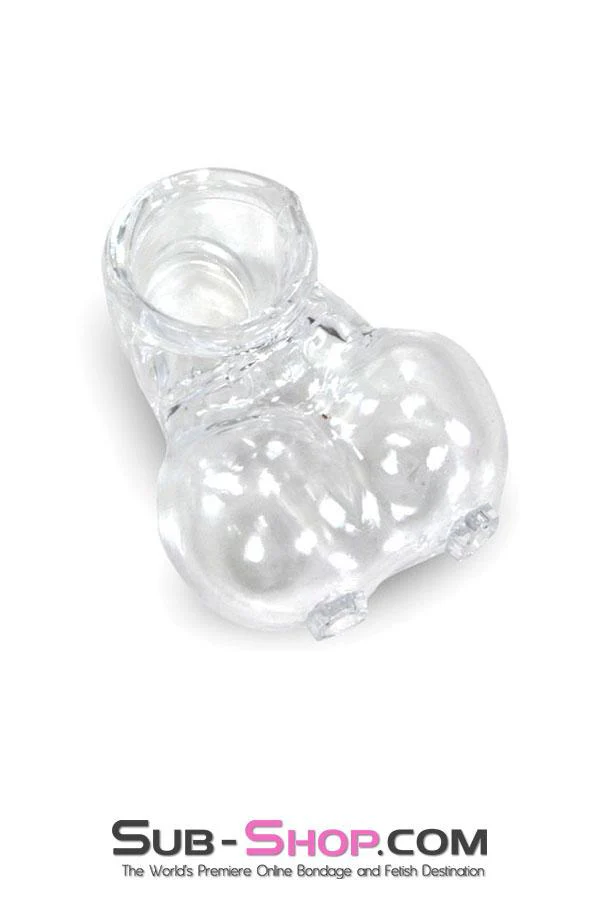 0712RS      Clear Silicone Ball Cage and Cock Ring Combo - Image 4