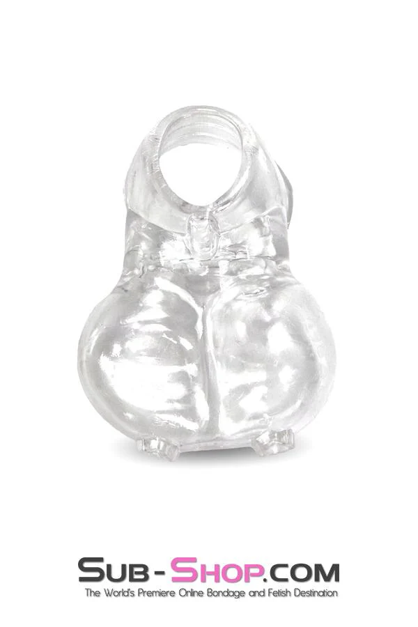 0712RS      Clear Silicone Ball Cage and Cock Ring Combo - Image 5