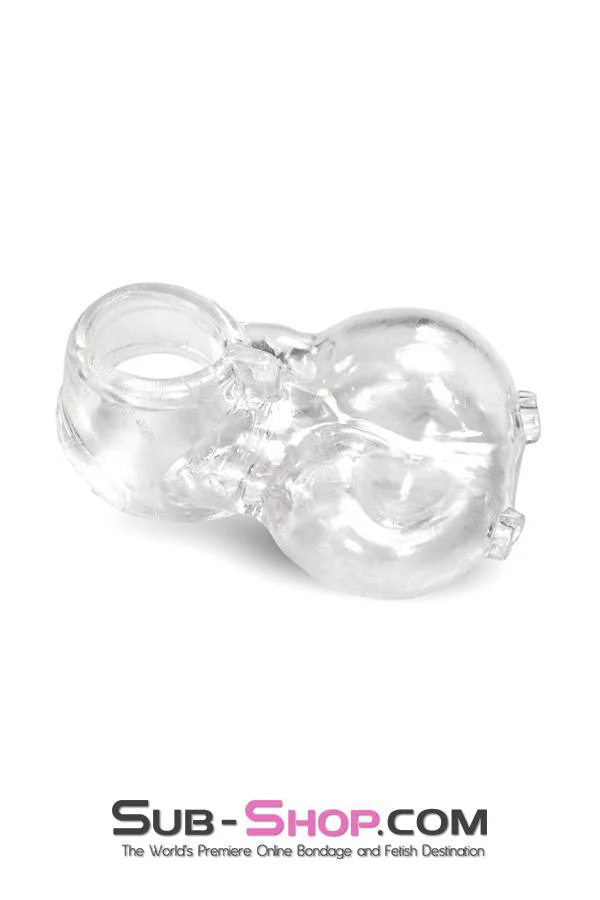 0712RS      Clear Silicone Ball Cage and Cock Ring Combo - Image 7