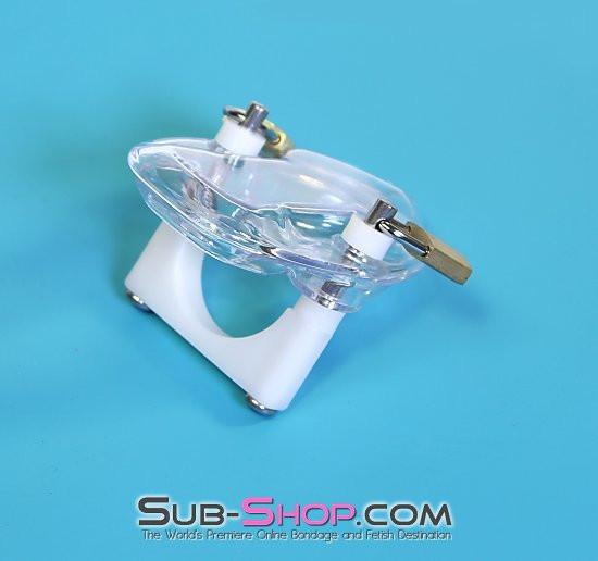 7322AR      Clearly Crushed Locking Cock and Ball Chastity Torture Set - Image 4