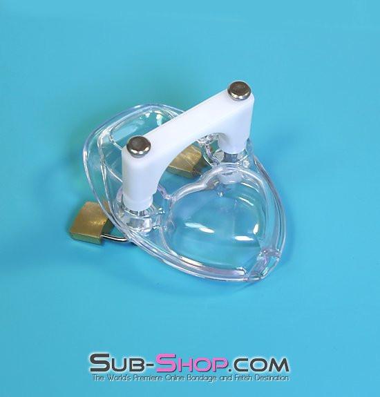 7322AR      Clearly Crushed Locking Cock and Ball Chastity Torture Set - Image 5