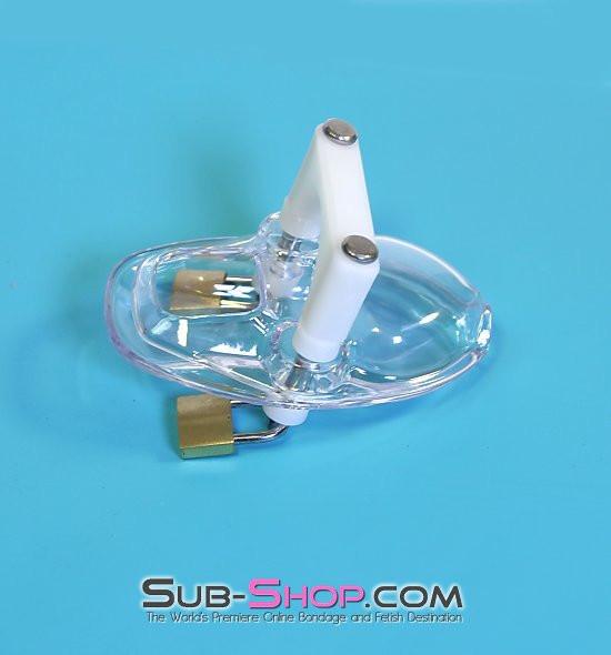 7322AR      Clearly Crushed Locking Cock and Ball Chastity Torture Set - Image 6