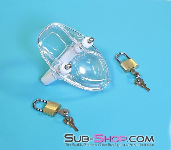 7322AR      Clearly Crushed Locking Cock and Ball Chastity Torture Set - Image 8