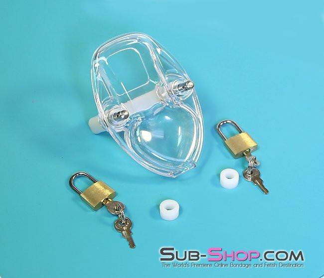 7322AR      Clearly Crushed Locking Cock and Ball Chastity Torture Set - Image 9