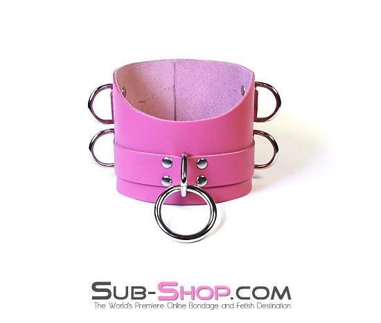 1659A      Controlled Hot Pink Leather Bondage Posture Collar - Image 19