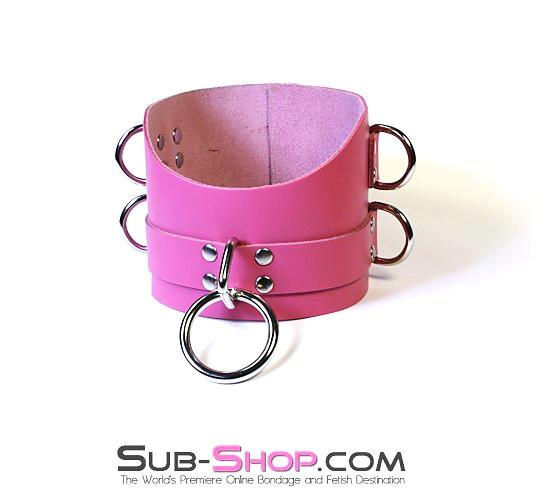 1659A      Controlled Hot Pink Leather Bondage Posture Collar - Image 25