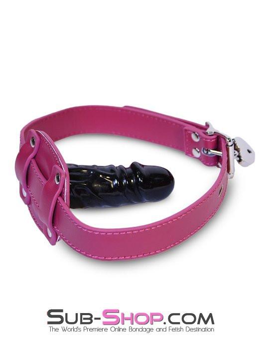 9054DL      Deep Throat Sex Bomb Pink Locking 4" Long Rubber Penis Gag - Image 12