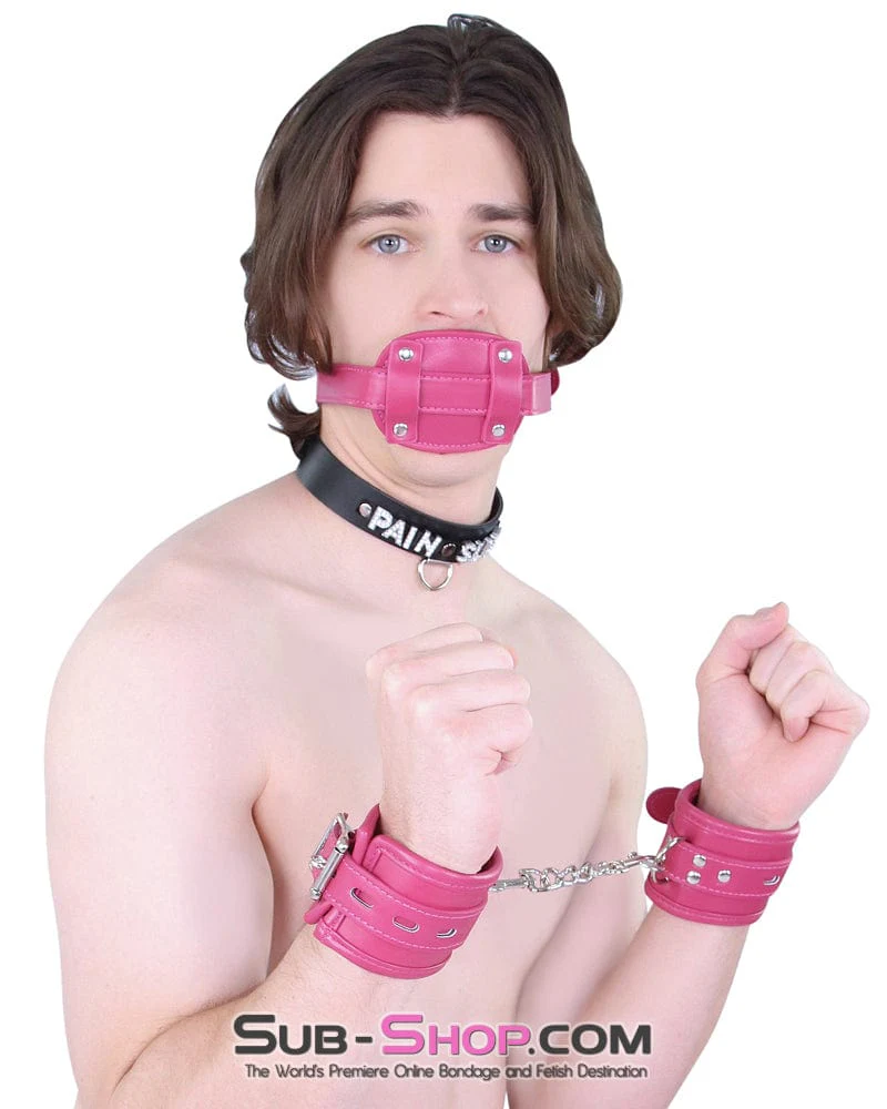 9054DL      Deep Throat Sex Bomb Pink Locking 4" Long Rubber Penis Gag - Image 18