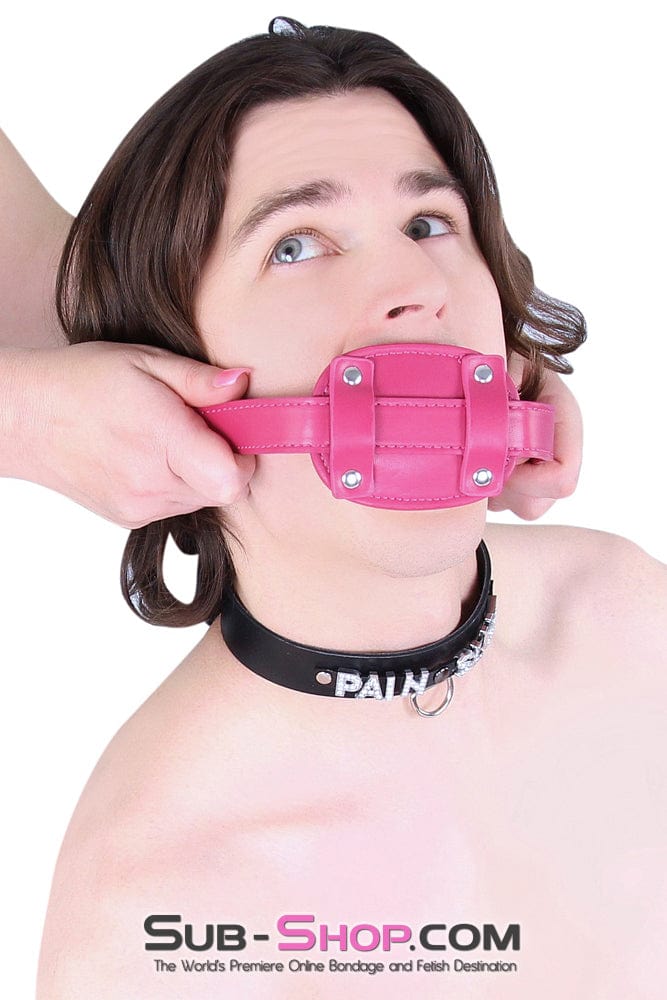 9054DL      Deep Throat Sex Bomb Pink Locking 4" Long Rubber Penis Gag - Image 21