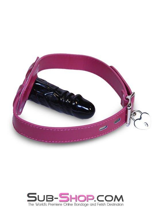 9054DL      Deep Throat Sex Bomb Pink Locking 4" Long Rubber Penis Gag - Image 7