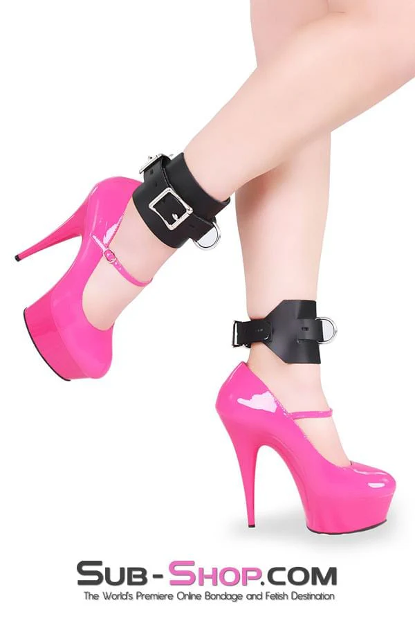 0702A Deluxe Locking Ankle/Elbow Cuffs, Black Leather - Image 3