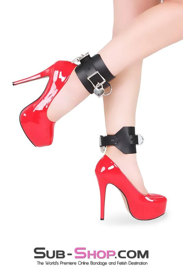 0702A Deluxe Locking Ankle/Elbow Cuffs, Black Leather - Image 7