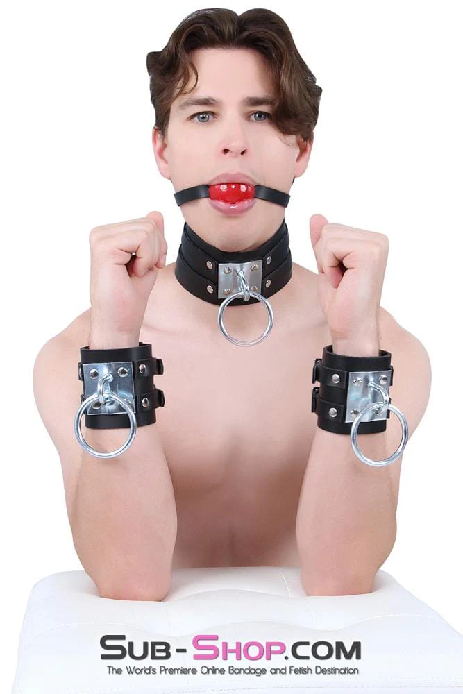 8870A Dungeon Slave Wide Heavy Bondage Wrist Cuffs - Image 10