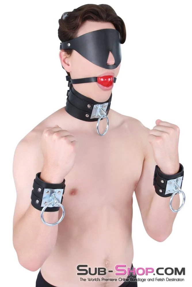 8870A Dungeon Slave Wide Heavy Bondage Wrist Cuffs - Image 12