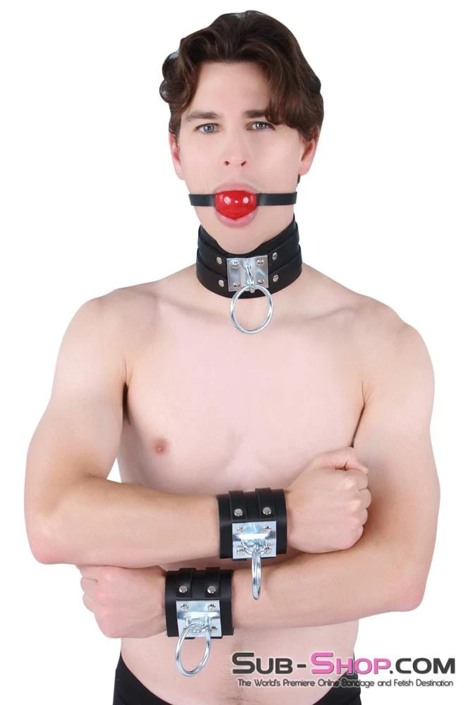 8870A Dungeon Slave Wide Heavy Bondage Wrist Cuffs - Image 13