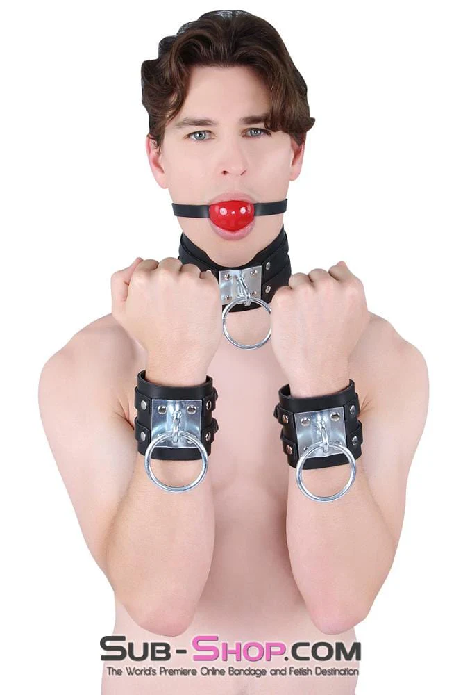 8870A Dungeon Slave Wide Heavy Bondage Wrist Cuffs - Image 14