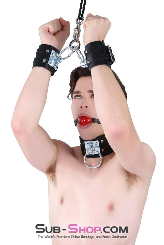 8870A Dungeon Slave Wide Heavy Bondage Wrist Cuffs - Image 15