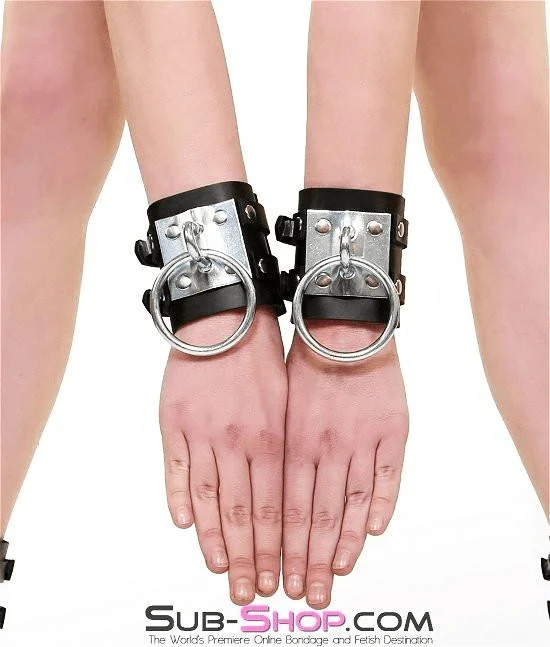 8870A Dungeon Slave Wide Heavy Bondage Wrist Cuffs - Image 19