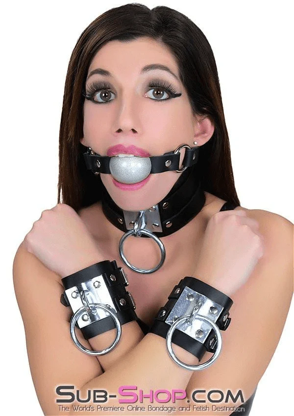 8870A Dungeon Slave Wide Heavy Bondage Wrist Cuffs - Image 24