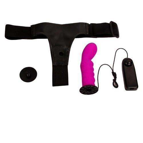0603M      G-Spot Vibrating Silicone Strap On Dildo with Comfort Harness - Image 5