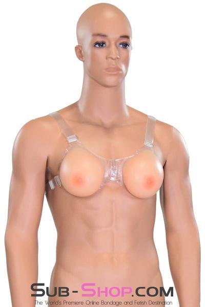 9877RS-SIS      Gia Real Forced Feminization Fantasy Female Led Relationship Feel Silicone Crossdressing Sissy Breast Forms with Nipples and Clear Straps, DD Cup - Image 27