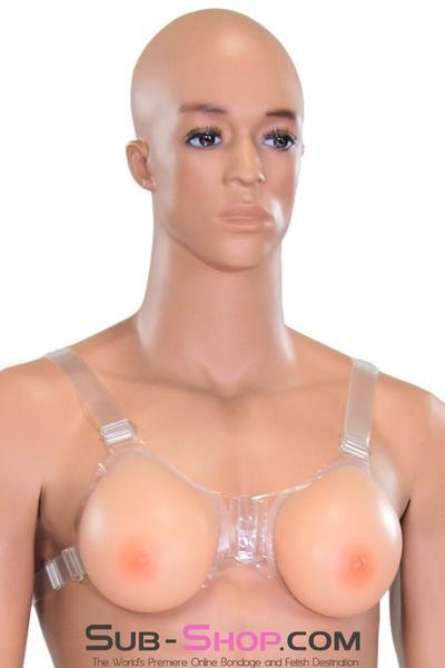9877RS-SIS      Gia Real Forced Feminization Fantasy Female Led Relationship Feel Silicone Crossdressing Sissy Breast Forms with Nipples and Clear Straps, DD Cup - Image 28