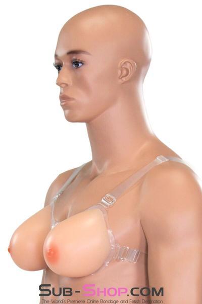 9877RS-SIS      Gia Real Forced Feminization Fantasy Female Led Relationship Feel Silicone Crossdressing Sissy Breast Forms with Nipples and Clear Straps, DD Cup - Image 30