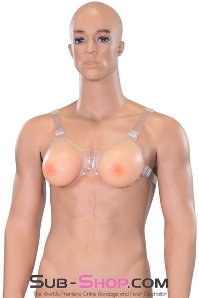 9877RS-SIS      Gia Real Forced Feminization Fantasy Female Led Relationship Feel Silicone Crossdressing Sissy Breast Forms with Nipples and Clear Straps, DD Cup - Image 32