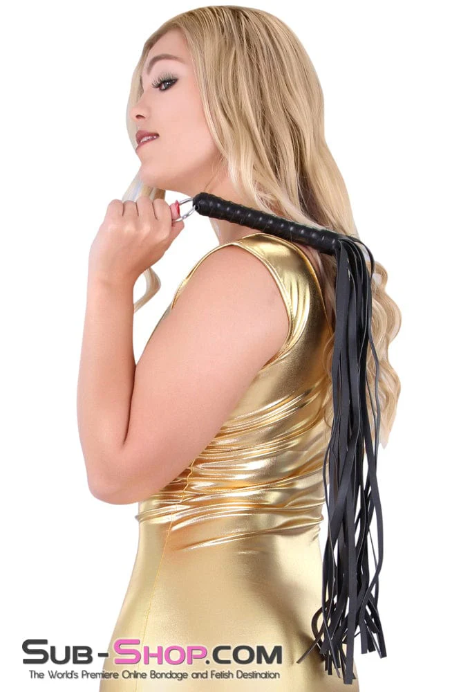 7797DL      Heavyweight 24" Rubberized Leatherette Flogger Whip with Hanging Ring - Image 17