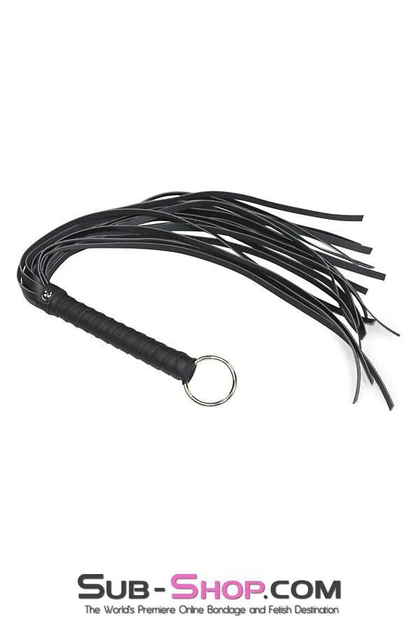 7797DL      Heavyweight 24" Rubberized Leatherette Flogger Whip with Hanging Ring - Image 4