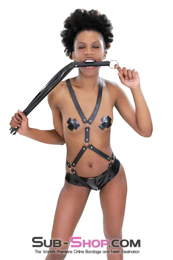 7797DL      Heavyweight 24" Rubberized Leatherette Flogger Whip with Hanging Ring - Image 5