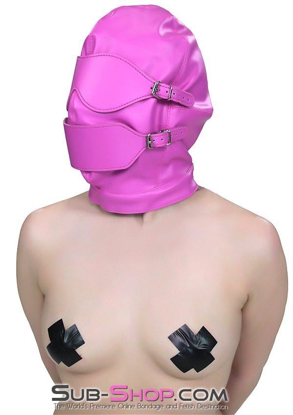 4748RS      Hot Pink Full Bondage Hood with Ball Gag and Removable Blindfold and Gag Covers - Image 11