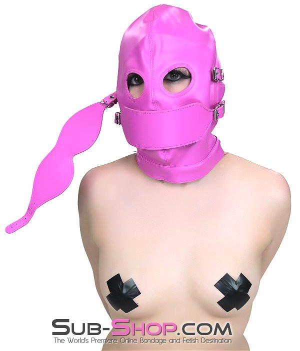 4748RS      Hot Pink Full Bondage Hood with Ball Gag and Removable Blindfold and Gag Covers - Image 5