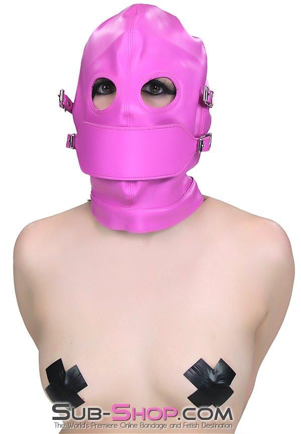 4748RS      Hot Pink Full Bondage Hood with Ball Gag and Removable Blindfold and Gag Covers - Image 6